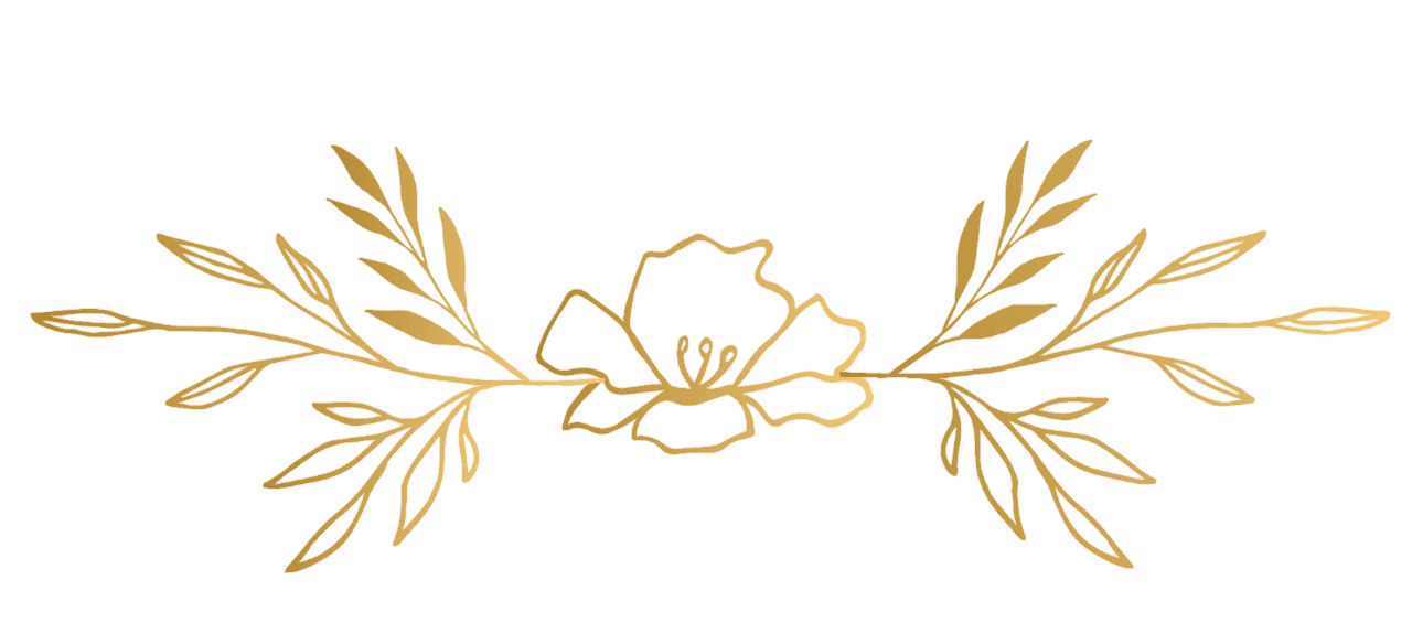 gold flower with petals and branch